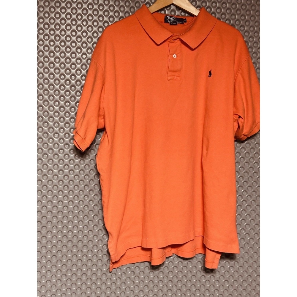 Ralph Lauren Mens XXL  Orange Short Sleeve Polo Shirt Made in USA  100% Cotton - Picture 2 of 9